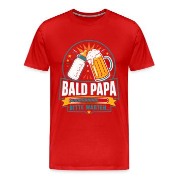 Bald Papa Bitte Warten – Bier Humor - Männer Premium Bio T-Shirt - Rot - Vorne - Damien (186cm)