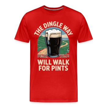 Beer T-Shirt The Dingle Way – Irish Pub Motif - Men's Premium Organic T-Shirt - red - Front - Damien (186cm)