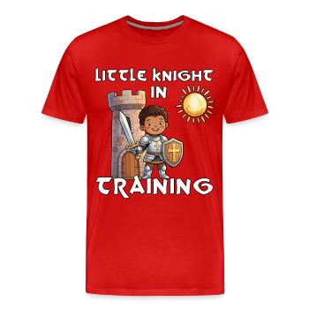 Petit Chevalier Médiéval en formation de la Foire Rénaisienne - T-shirt bio Premium Homme - rouge - Devant - Damien (186cm)