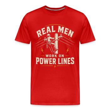 Conception de câbles pour ingénieurs électriciens - T-shirt bio Premium Homme - rouge - Devant - Damien (186cm)