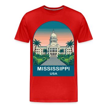 Mississippi USA Vintage-Reiseplakat - Männer Premium Bio T-Shirt - Rot - Vorne - Damien (186cm)
