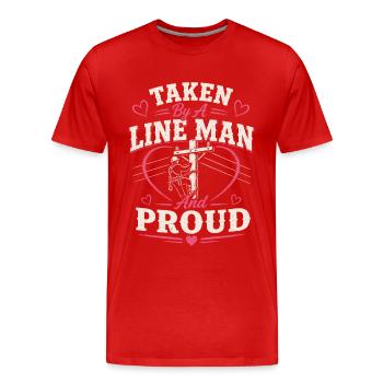 Épouse de Fier Lineman Câble - T-shirt bio Premium Homme - rouge - Devant - Damien (186cm)