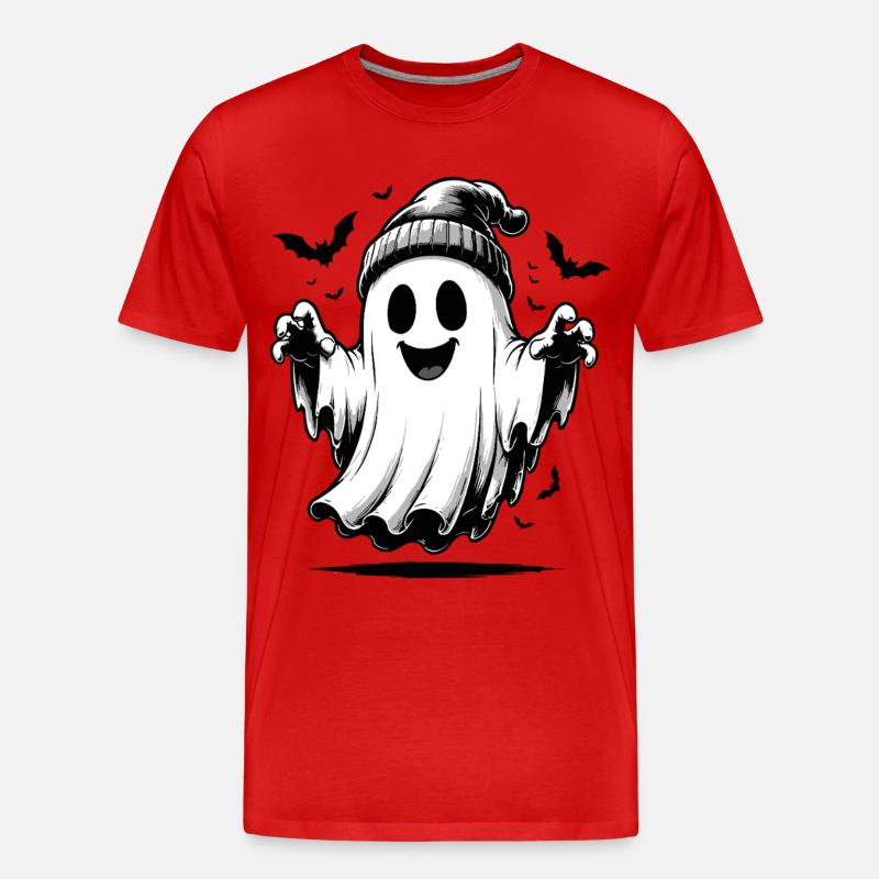 Geist mit Strickmütze - Männer Premium Bio T-Shirt - Rot