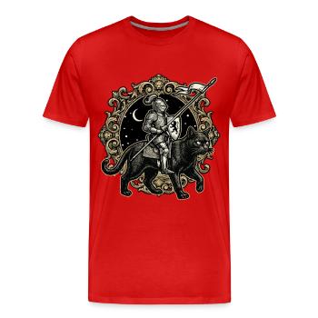 Katzenritter Ren Faire Mittelalter - Männer Premium Bio T-Shirt - Rot - Vorne - Damien (186cm)
