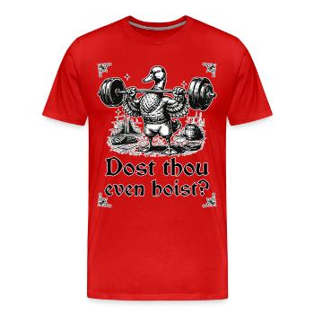 Hehst du überhaupt mittelalterliche Ritter auf - Männer Premium Bio T-Shirt - Rot - Vorne - Damien (186cm)