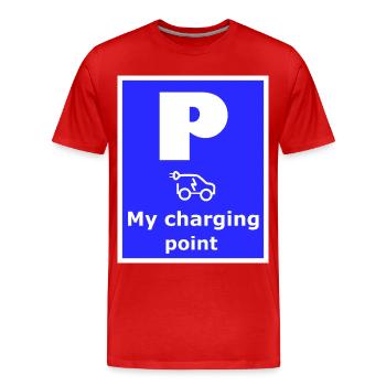 Mon panneau de borne de recharge - T-shirt bio Premium Homme - rouge - Devant - Damien (186cm)