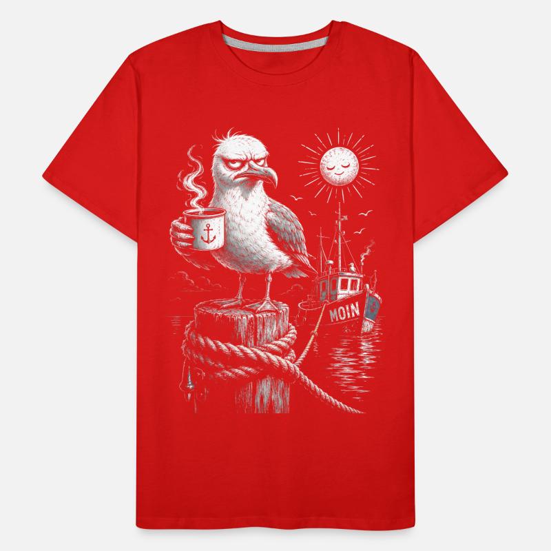 MOIN – Grumpy Seagull with Coffee Men's Premium Organic T-Shirt