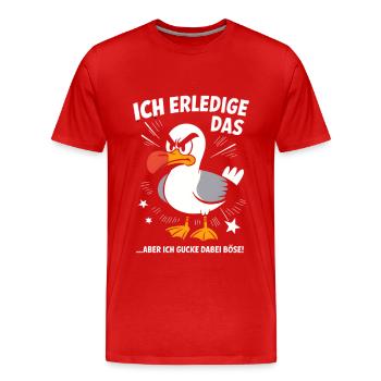 Möwe Seevogel Nen scheiss muss ich - Männer Premium Bio T-Shirt - Rot - Vorne - Damien (186cm)