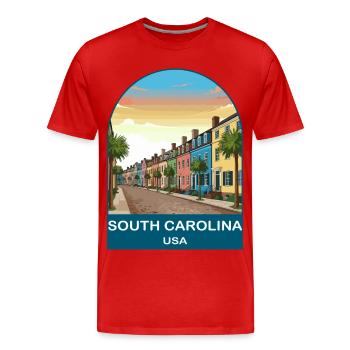South Carolina USA Vintage Travel Poster - Men's Premium Organic T-Shirt - red - Front - Damien (186cm)