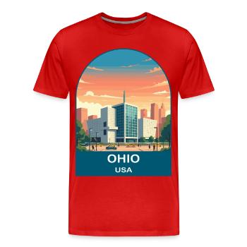 Ohio USA Vintage Travel Poster Art - Men's Premium Organic T-Shirt - red - Front - Damien (186cm)