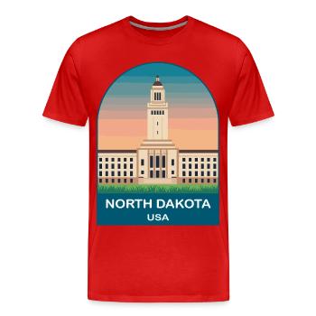 North Dakota USA Vintage Travel Poster - Men's Premium Organic T-Shirt - red - Front - Damien (186cm)