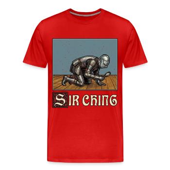 Sir Ching sucht Ren Faire im Mittelalter - Männer Premium Bio T-Shirt - Rot - Vorne - Damien (186cm)