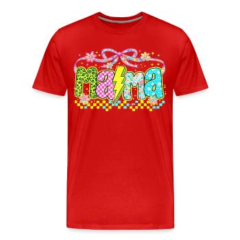 Mama Retro Flashy | Style Néon Fête des Mères - T-shirt bio Premium Homme - rouge - Devant - Damien (186cm)