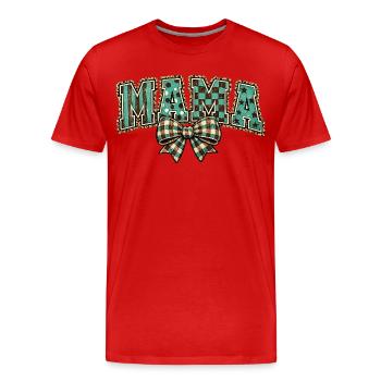 Mom Bow Turquoise Pattern Vintage Design - Men's Premium Organic T-Shirt - red - Front - Damien (186cm)
