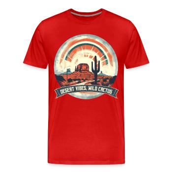 Wüsten Vibes - Männer Premium Bio T-Shirt - Rot - Vorne - Damien (186cm)