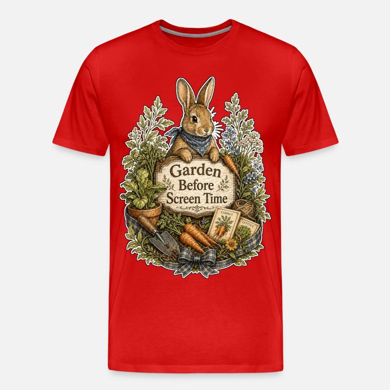 Garden Before Screen Time - Männer Premium Bio T-Shirt - Rot