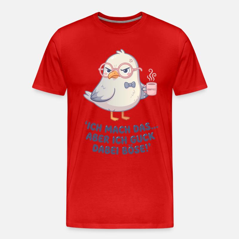 Möwe Kaffee Spruch - Männer Premium Bio T-Shirt - Rot