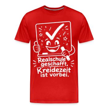 Realschule geschafft, Kreidezeit ist vorbei. - Männer Premium Bio T-Shirt - Rot - Vorne - Damien (186cm)
