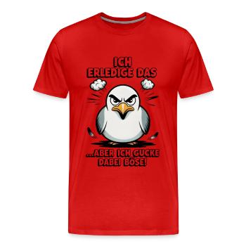 Möwe Seevogel Nen scheiss muss ich - Männer Premium Bio T-Shirt - Rot - Vorne - Damien (186cm)