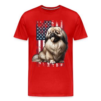 Pekingese US Pekinese - Männer Premium Bio T-Shirt - Rot - Vorne - Damien (186cm)