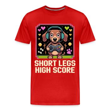 Meilleur score des jambes courtes - T-shirt bio Premium Homme - rouge - Devant - Damien (186cm)