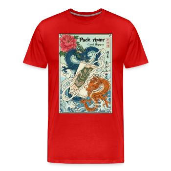 Pack Ripper Card Flipper Trading Card God Pack - Men's Premium Organic T-Shirt - red - Front - Damien (186cm)