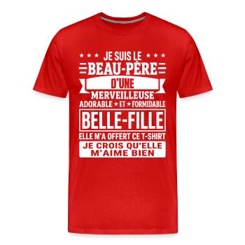 Beau père Cadeau humour personnalisé - T-shirt bio Premium Homme - rouge - Devant - Damien (186cm)