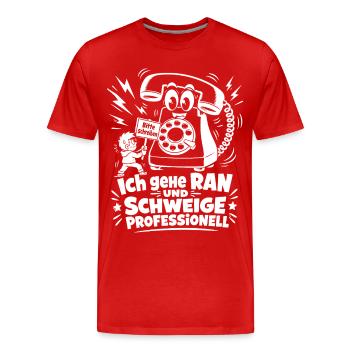 Ich gehe ran und schweige professionell - Männer Premium Bio T-Shirt - Rot - Vorne - Damien (186cm)
