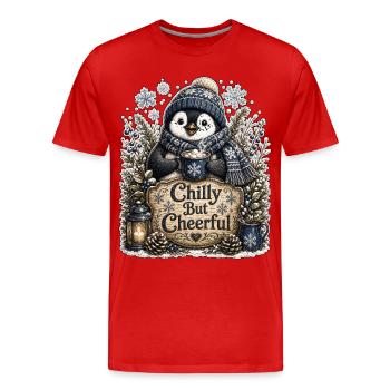 Chilly But Cheerful - Men's Premium Organic T-Shirt - red - Front - Damien (186cm)