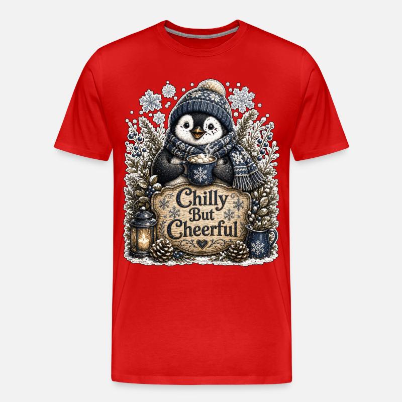 Chilly But Cheerful - Männer Premium Bio T-Shirt - Rot