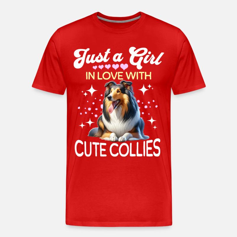 Langhaar Collie Mädchen - Männer Premium Bio T-Shirt - Rot