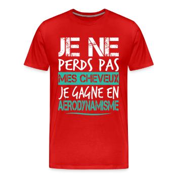 Chauve Cadeau humour personnalisé - T-shirt bio Premium Homme - rouge - Devant - Damien (186cm)