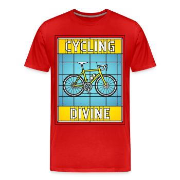Cycling Divine Stained Glass - Men's Premium Organic T-Shirt - red - Front - Damien (186cm)