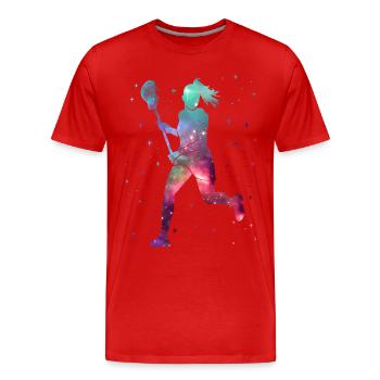 Lacrosse Joueur Espace Lacrosse féminin Filles - T-shirt bio Premium Homme - rouge - Devant - Damien (186cm)