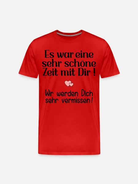 Abschied Kollegin - Schöne Zeit - Männer Premium Bio T-Shirt - Rot