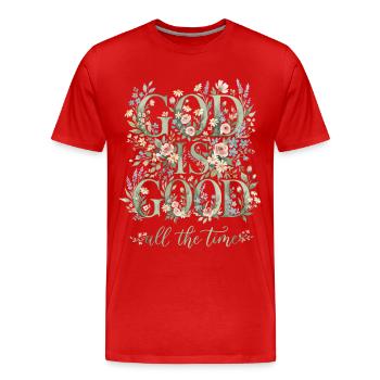 Dieu est bon tout le temps Fleurs chrétiennes - T-shirt bio Premium Homme - rouge - Devant - Damien (186cm)