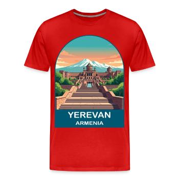 Jerewan Armenien Berg Ararat Vintage Reisekunst - Männer Premium Bio T-Shirt - Rot - Vorne - Damien (186cm)