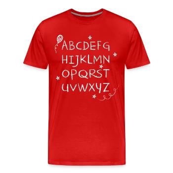 ABC chalk writing white stars & balloon - Men's Premium Organic T-Shirt - red - Front - Damien (186cm)