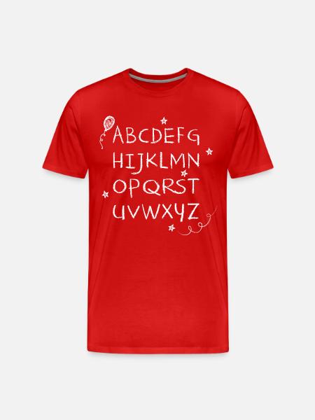 ABC chalk writing white stars & balloon - Men's Premium Organic T-Shirt - red