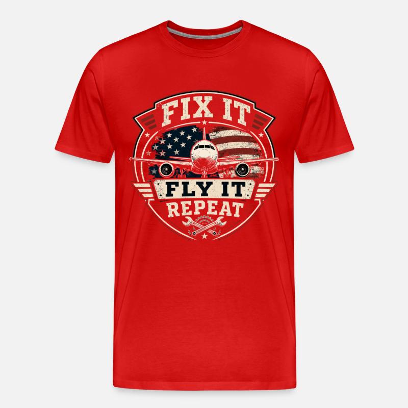 Flugzeugtechnik Wartung Luftfahrt Beruf - Männer Premium Bio T-Shirt - Rot