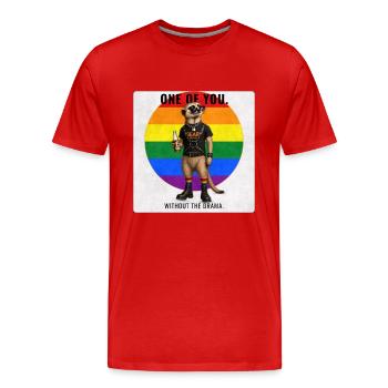 Drôle de design de suricate de la fierté gay - T-shirt bio Premium Homme - rouge - Devant - Damien (186cm)