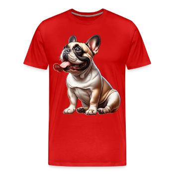 French Bulldog - Men's Premium Organic T-Shirt - red - Front - Damien (186cm)