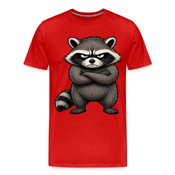 Grumpy Raccoon – Master of Bad Mood - Men's Premium Organic T-Shirt - red - Front - Damien (186cm)