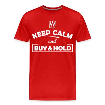 Keep Calm Buy & Hold Grafik - Männer Premium Bio T-Shirt - Rot - Vorne - Damien (186cm)