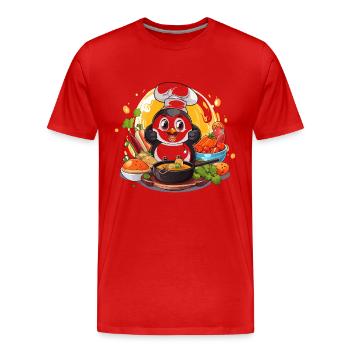 Kitchen Penguin Culinary Art - Men's Premium Organic T-Shirt - red - Front - Damien (186cm)