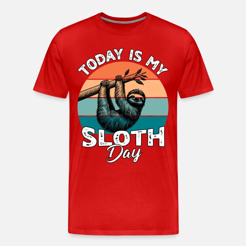 Faultier Sloth - Männer Premium Bio T-Shirt - Rot