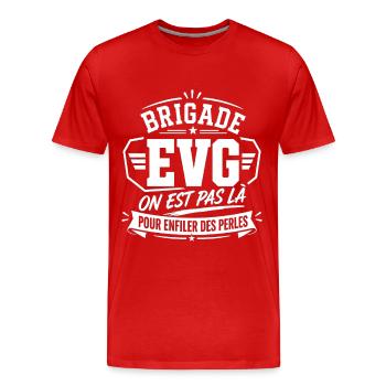 Brigade EVG pas là pour enfiler des perles - T-shirt bio Premium Homme - rouge - Devant - Damien (186cm)