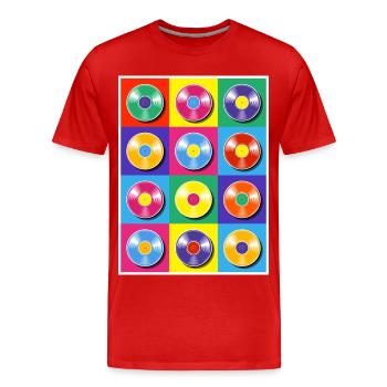 Vinyl Albums Pop Art Collage - Men's Premium Organic T-Shirt - red - Front - Damien (186cm)