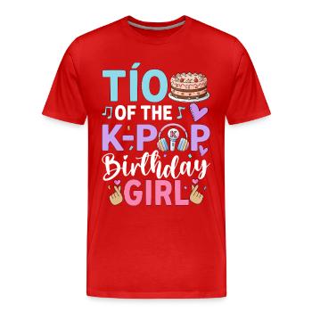 Tío of The K-Pop Birthday Girl - Men's Premium Organic T-Shirt - red - Front - Damien (186cm)