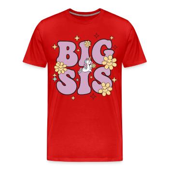 Geschlechterenthüllung: Big Sis Big Sister Babyparty-Team - Männer Premium Bio T-Shirt - Rot - Vorne - Damien (186cm)
